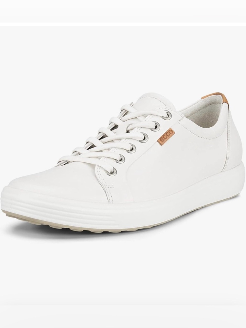 ECCO Soft 7 White Leather Lace-Up Sneaker